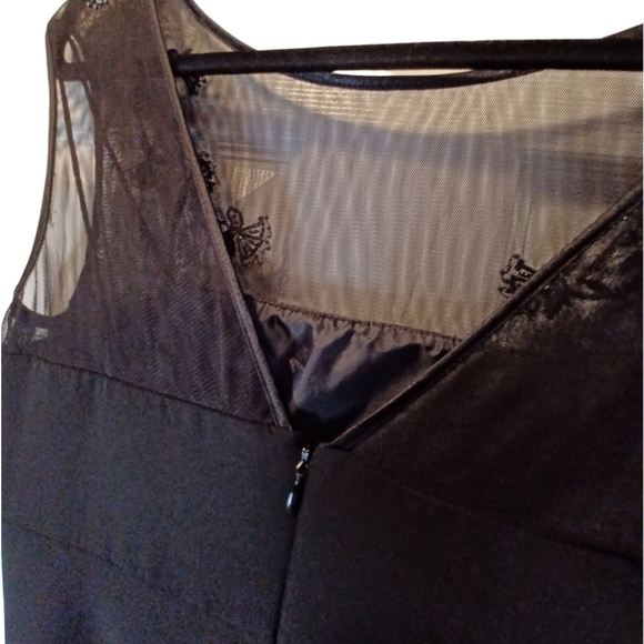 EVAN Picone Black Beaded Illusion Neckline Dress - Picture 4 of 8